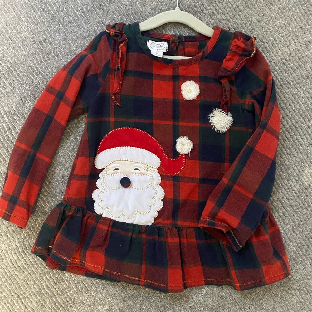 Mud Pie girls Santa top